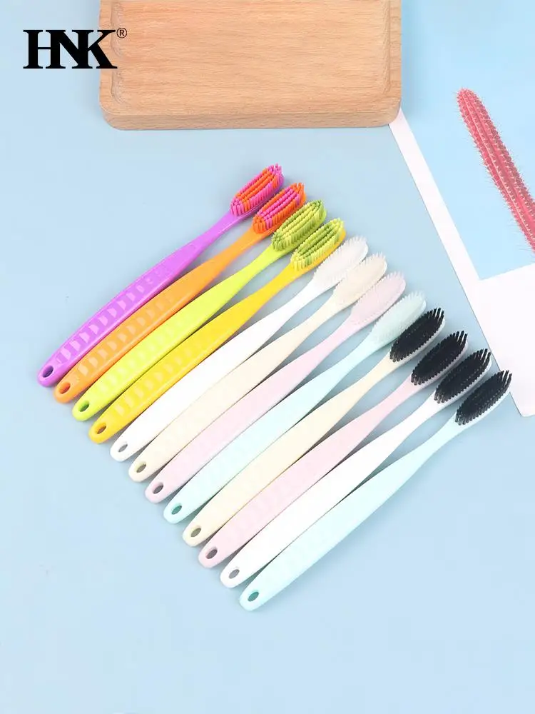 4PCS Soft Colorful Unisex Long Head Adult Big Head Toothbrush Comfortable Soft Oral Cleaning Teeth Brush Manual Toothbrush Set smile