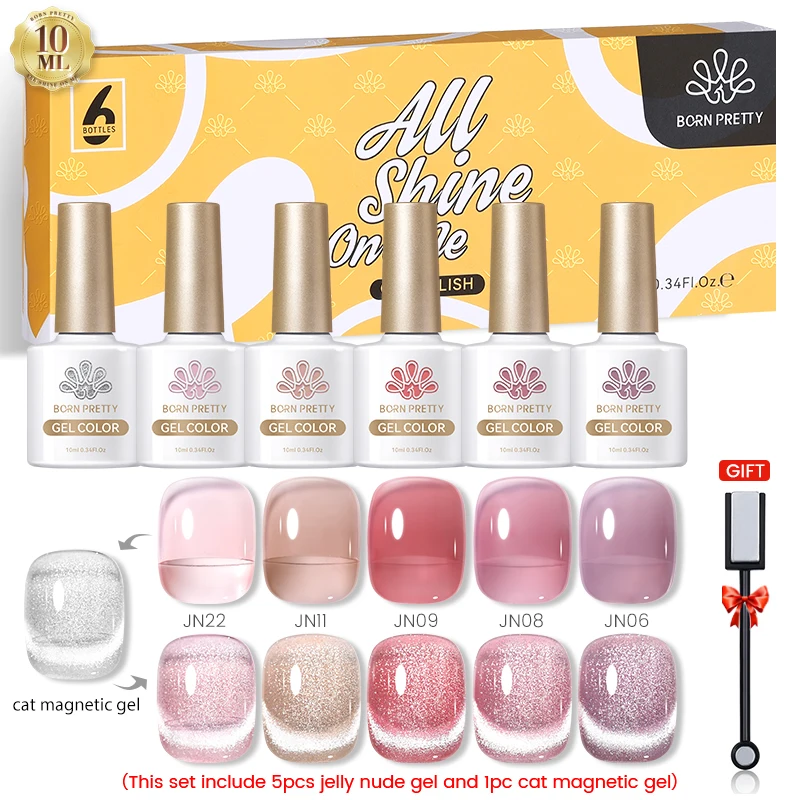 Jelly 3/6Pcs BORN PRETTY ddmysmile Color Gel Nail Polish Set All For Manicure Soak Off UV Gel LED Semi Permanent Varnish Base Top Coat Kit Smile