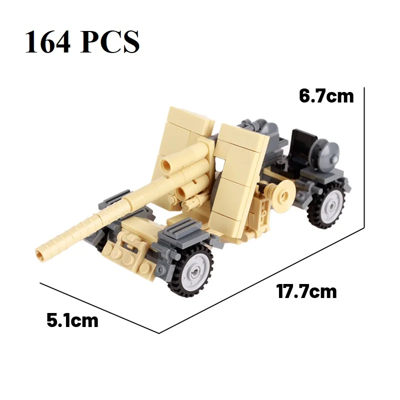 Military German New WW2 Combat Scene Building Blocks Flak Anti-tank Artillery Gun Motorcycle Bricks Toys for Children Gifts smile
