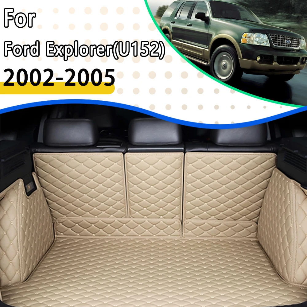 Car Trunk Mats For Ford Explorer U152 2002 2003 2004 2005 5seat Leather Pad Rug Surrounded Trunk Mat Tray Carpet Car Accessorie