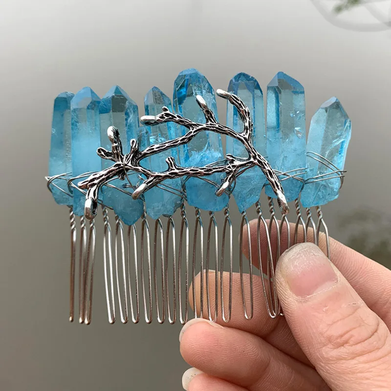 1PC Natural Crystal Quartz Branch Crown 2025 new Wicca Hair Clip