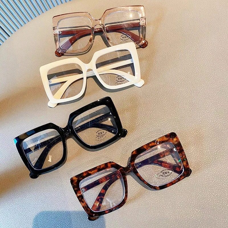 Oversized Eyeglasses Frames For Women Men Trendy Classic Square Transparent Computer Glasses Anti Blue Light Clear Lens Eyewear
