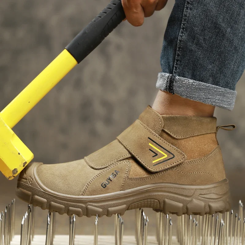 Anti Scald Welding Work Shoes Anti-smash Anti-puncture Men Safety Shoes Protective Boots Wear Resistant Suede Shoes