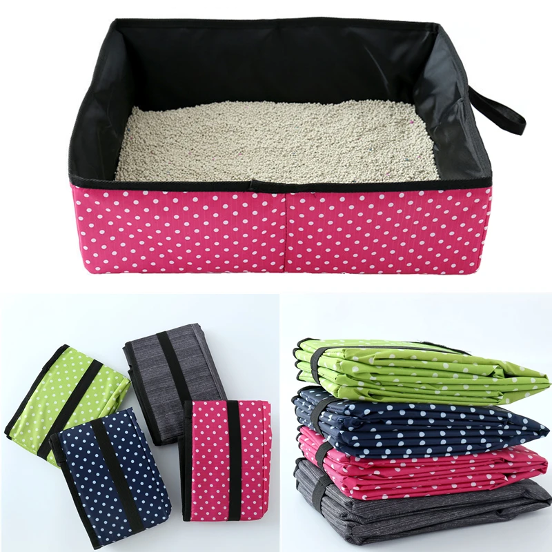 Folding Cat Litter Bedpans Box Outdoor Basin for Kittens Waterproof Toilet Pet Supply Oxford Cloth Cats Sandbox Easy Cleaning smile