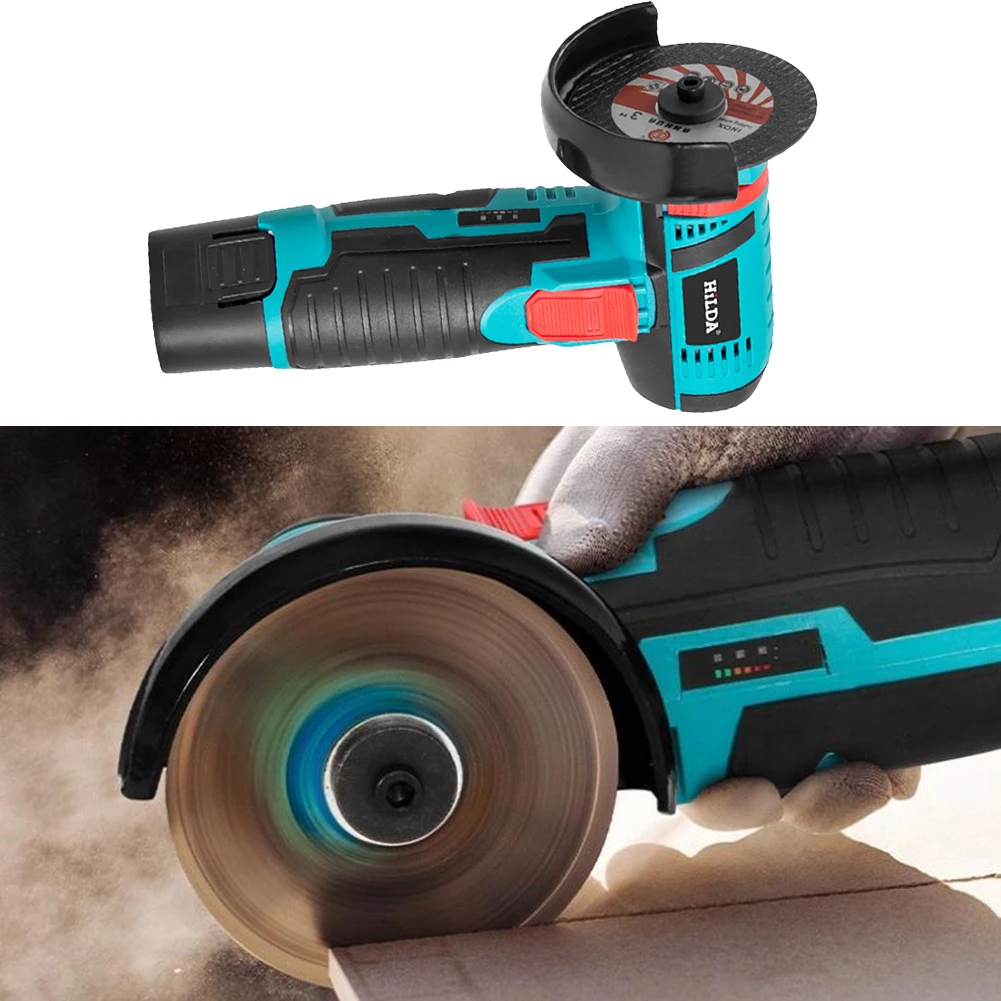 Cordless Polishing Hine 12V 19500Rpm 300W Cut-Off/Angle ddmysmile Grinder 2000Mah Power Grinder Grinding Tool Rechargeable Power Tool Smile