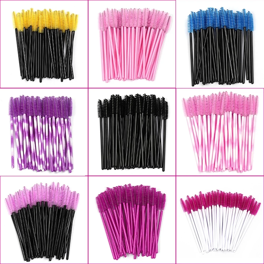 Disposable Brush 50/100Pcs Eyelash Mascara Wands Colorful Plastic Applicator Professional Makeup Eye Brushes Eyelashes Extension smile