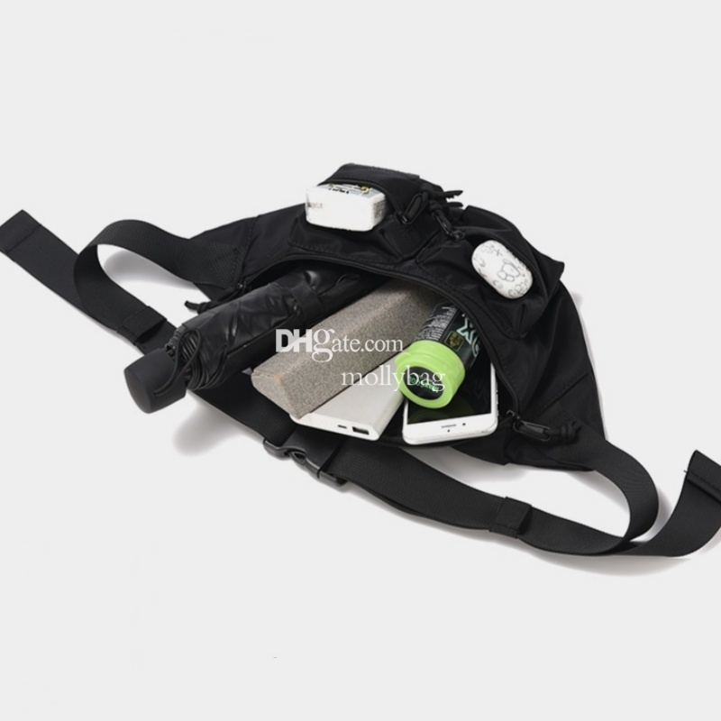 Black Chest bag sports style nylon crossbody shoulder bag men zipper handbag pocket fashion Wallet Bag hobo saddle clutch casual bags