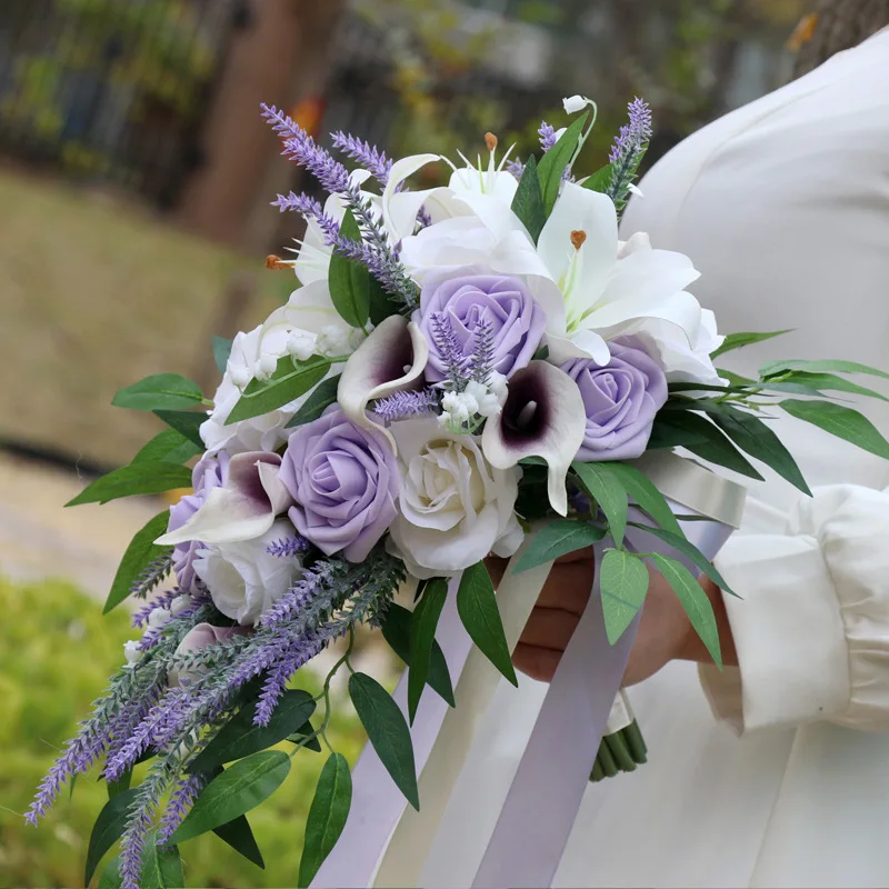 Bouquet Artificial Handmade Wedding Flowers Water Drops Waterfall Bridesmaid Bride Wedding Bouquet Bridal Flowers smile