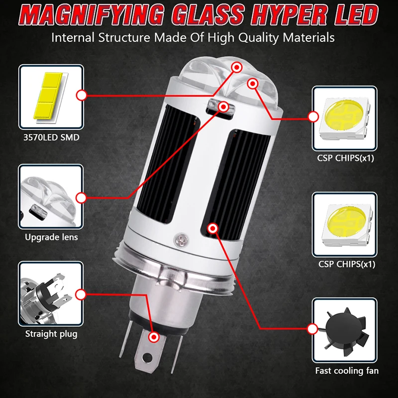 850W H4 Mini Bi LED Projector Lenses Car LED Headlights Lens Fan Cooling Canbus LHD Auto High Low Beam Lamp Bulb Plug and Play
