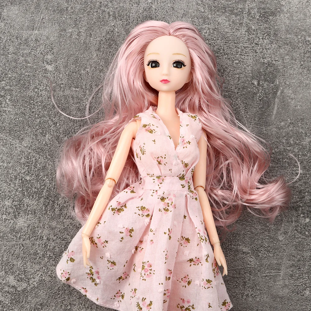 ddmysmile Doll Head BJD 1/6 30Cm Dolls Joint 3D Eyes Long Hairstyles DIY Head Wear Multiple Color Ancient Doll Accessories Girl Toys Gift Smile
