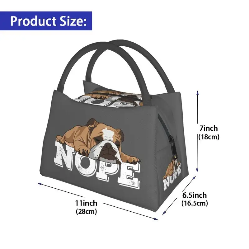 Lunch English Nope Bulldog Boxes for British Pet Dog Lover Thermal Cooler Food Insulated Lunch Bag Travel Work Pinic Container smile