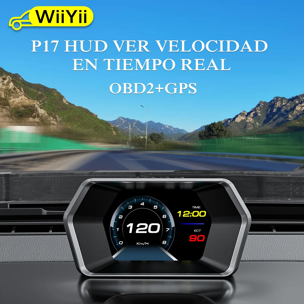 WiiYii P17 OBD2+GPS Smart Digital Head Up Display HUD Car Electronics Speedometer Alarmes Coolant Turbo Boost for All Car