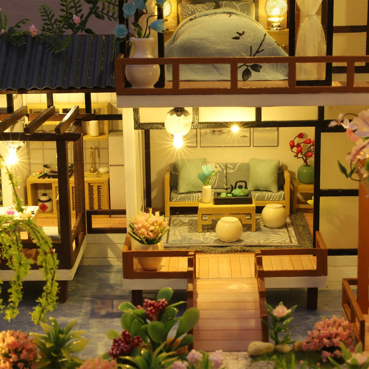 Building Model Doll House 3D Puzzle Mini DIY Kit Production and Assembly of Room Toys Home Bedroom Decoration with Furniture W 240518