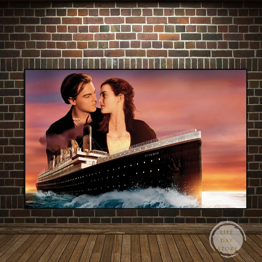 Movie Canvas Titanic Classic Painting Boat Sailing Ship Seascape Poster and Print Wall Art Picture for Living Room Home Decor smile
