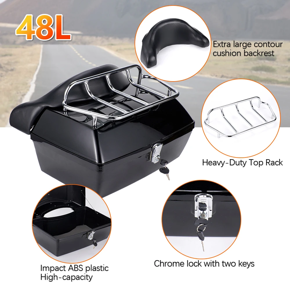 48L Universal Motorcycle Rear Storage Box Tail Luggage Trunk Case Toolbox Scooter Motorbike Motorcycle Trunk Scooter Motorbike