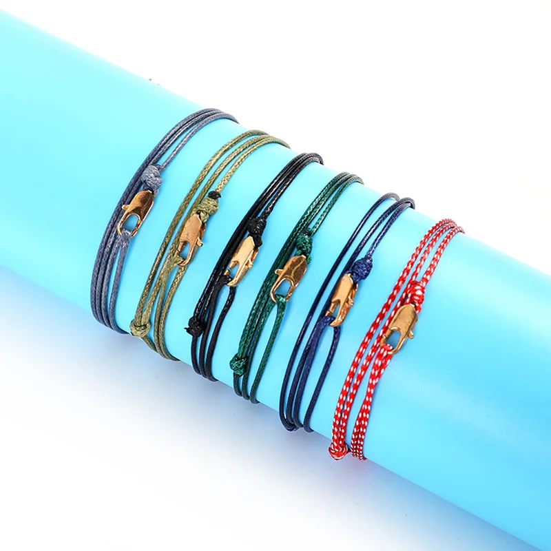 2023 Trendy Layered Wax Rope Thread Bracelet Men Women Lobster Wrap Surfer String Bracelet For Men Jewelry Pulseras Hombre