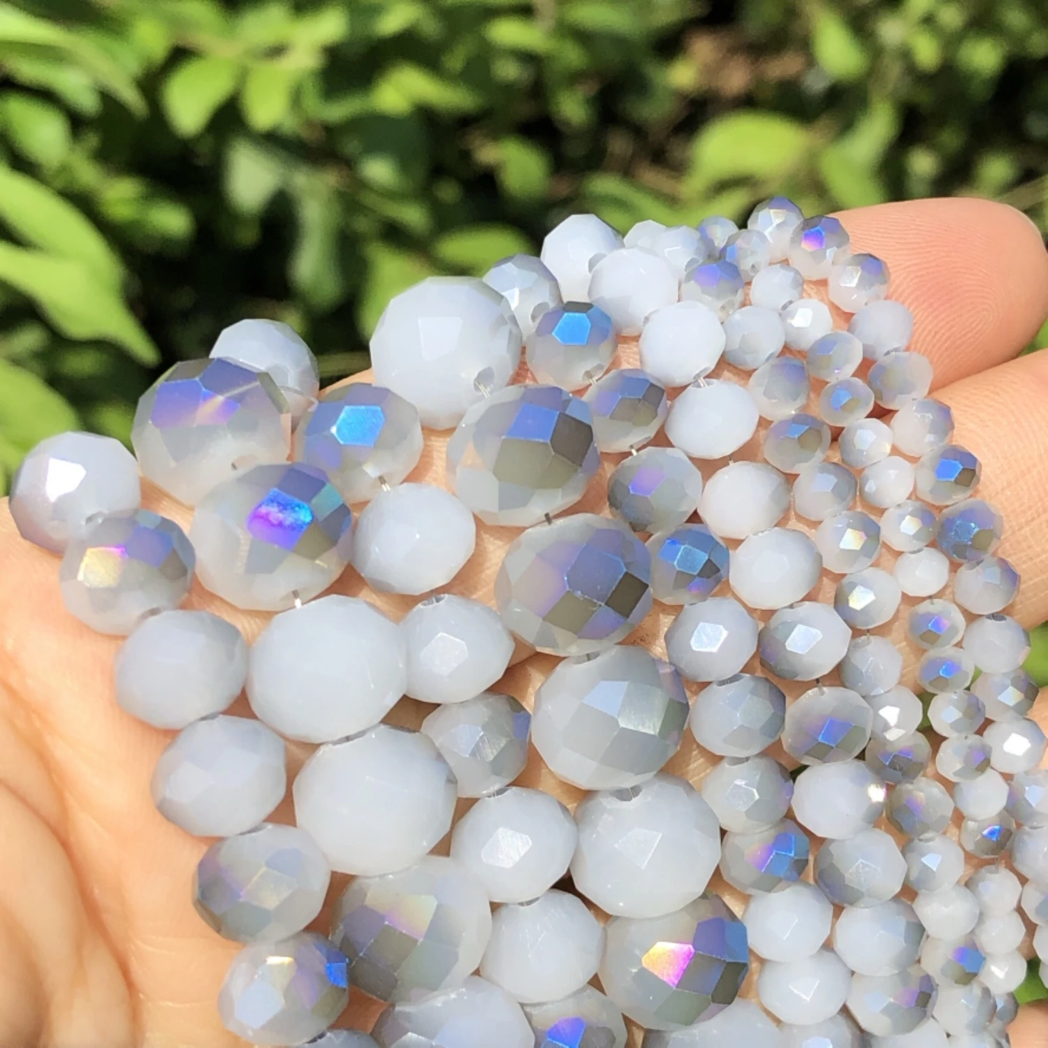 Wholesale White Jades AB Blue Rondelle Austria Crystal Glass Flat Round Loose Beads For Jewelry Making DIY Accessories Earrings
