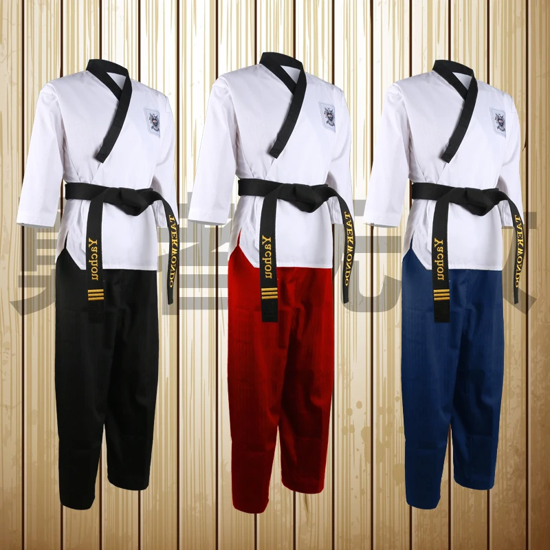 High quality black taekwondo uniform training taekwondo suits embroidery uniforms size 160-190cm smile