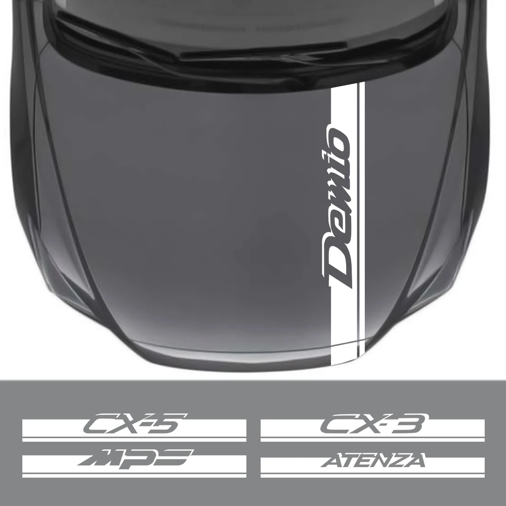 Car Hood Cover Stripes Stickers For Mazda Demio CX-5 CX-3 3 6 Axela Atenza MS MPS Auto Engine Bonnet Trim Decals Car Accessories