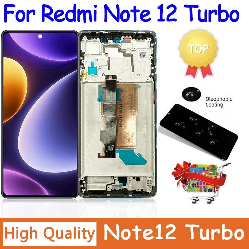 6.67''Original New For Xiaomi Redmi Note 12 Turbo LCD Touch Screen Digitizer Assembly For Redmi Note12Turbo Display With Frame
