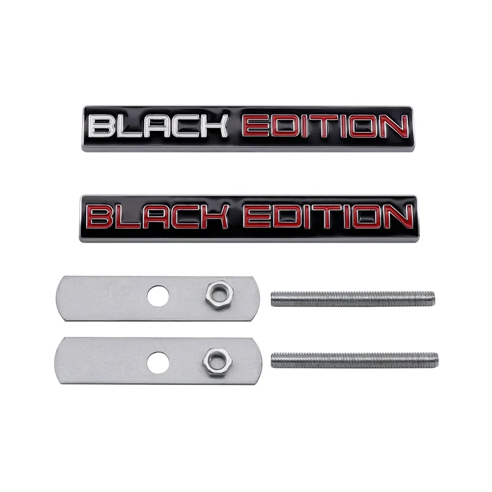 EDITION 3D Black/Red Metal Car Front Grille Metal Badge Emblem Decal Car Front Emblem Badges Nameplate Car Accessories smile