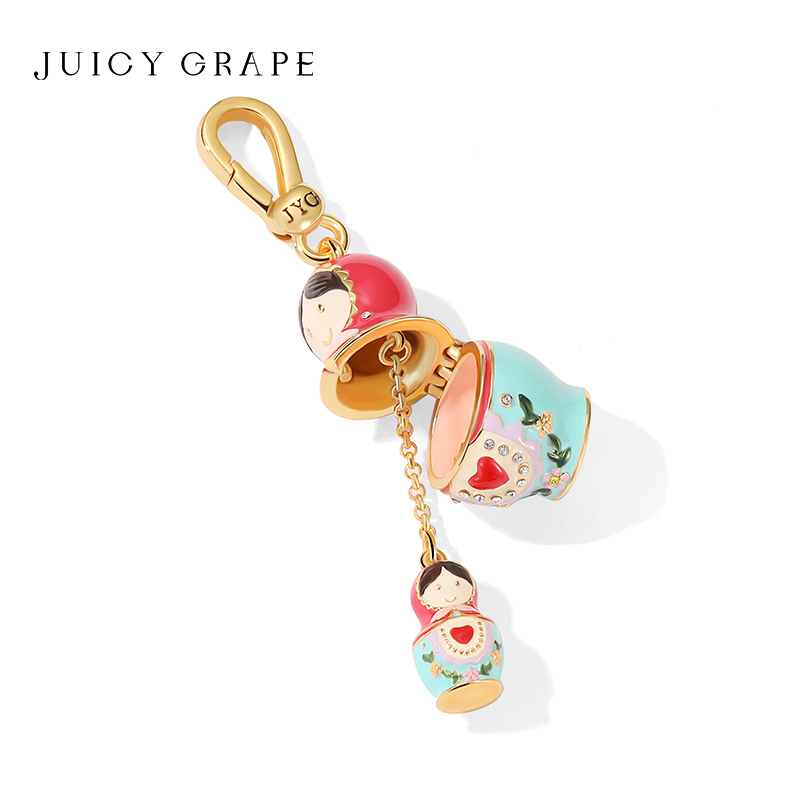 Juicy Grape Russian Nesting Doll Necklace Pendant Keychain Sweater Chain 2024 New Year Christmas Ornaments Santa Claus Xmas Kids