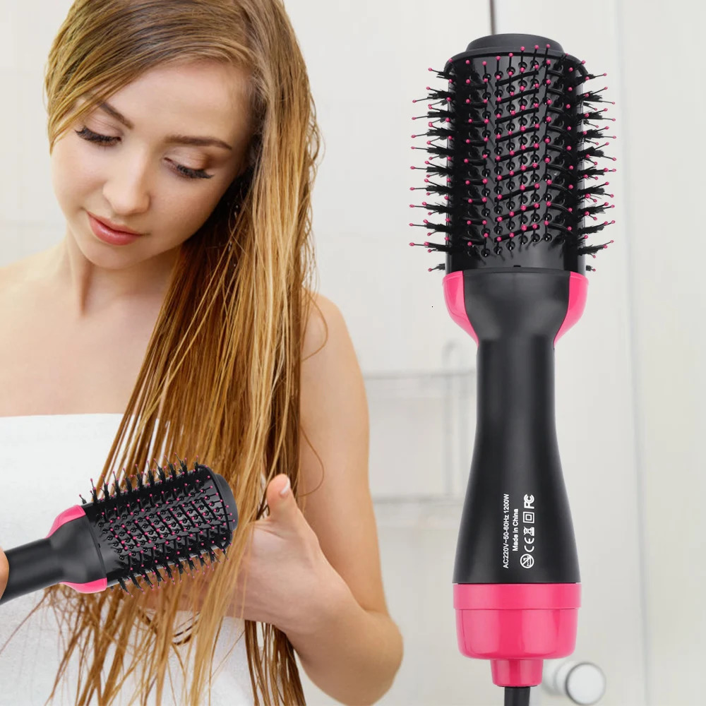 1000W Hair Dryer Air Brush Styler and Volumizer Hair Straightener Curler Comb Roller One Step Electric Ion Blow Dryer Brush 240527