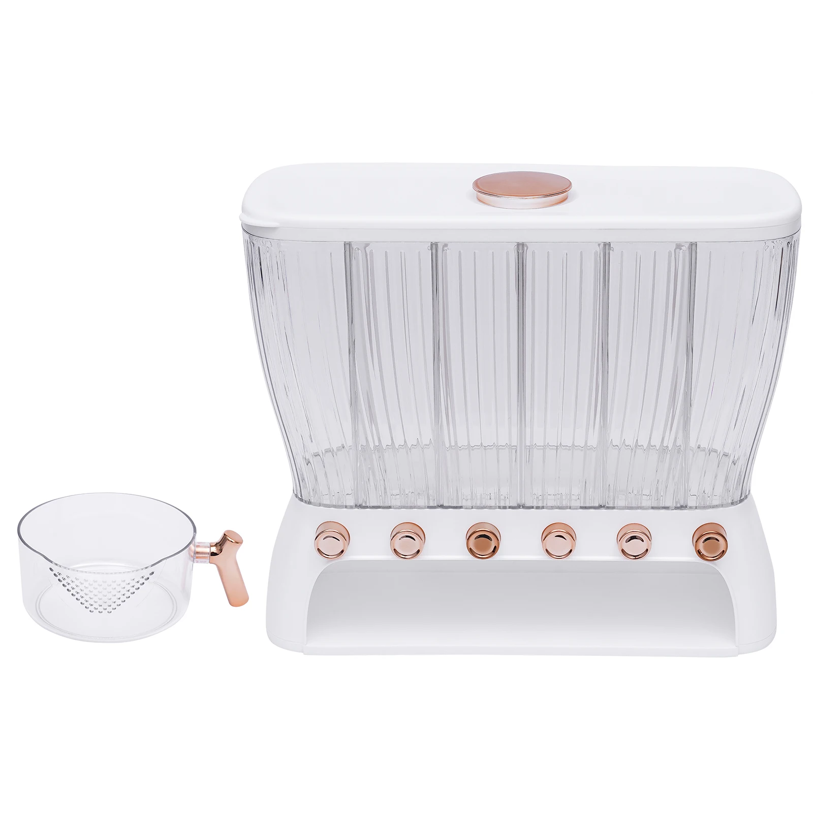 Home Dry Food Dispenser Wall Mounted 6 Grid Beans Cereals Organizer Rice Dispenser Kitchen Storage Box new with 2025 Measuring Cup