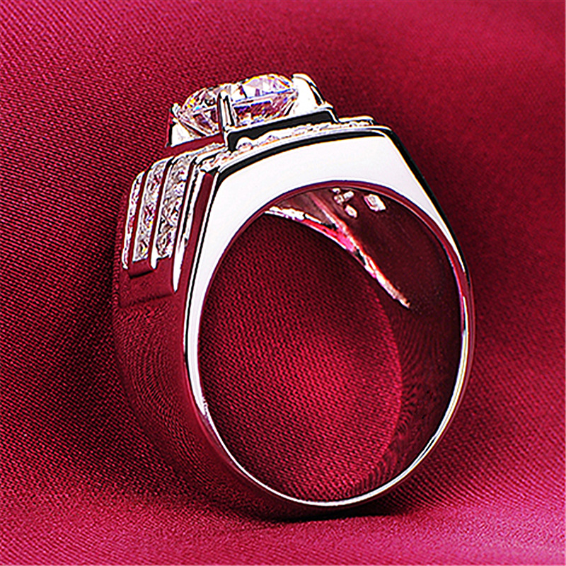 Pave Moissanite Engagement Ring - Sterg Sier, 3-Row, Drop Shipping