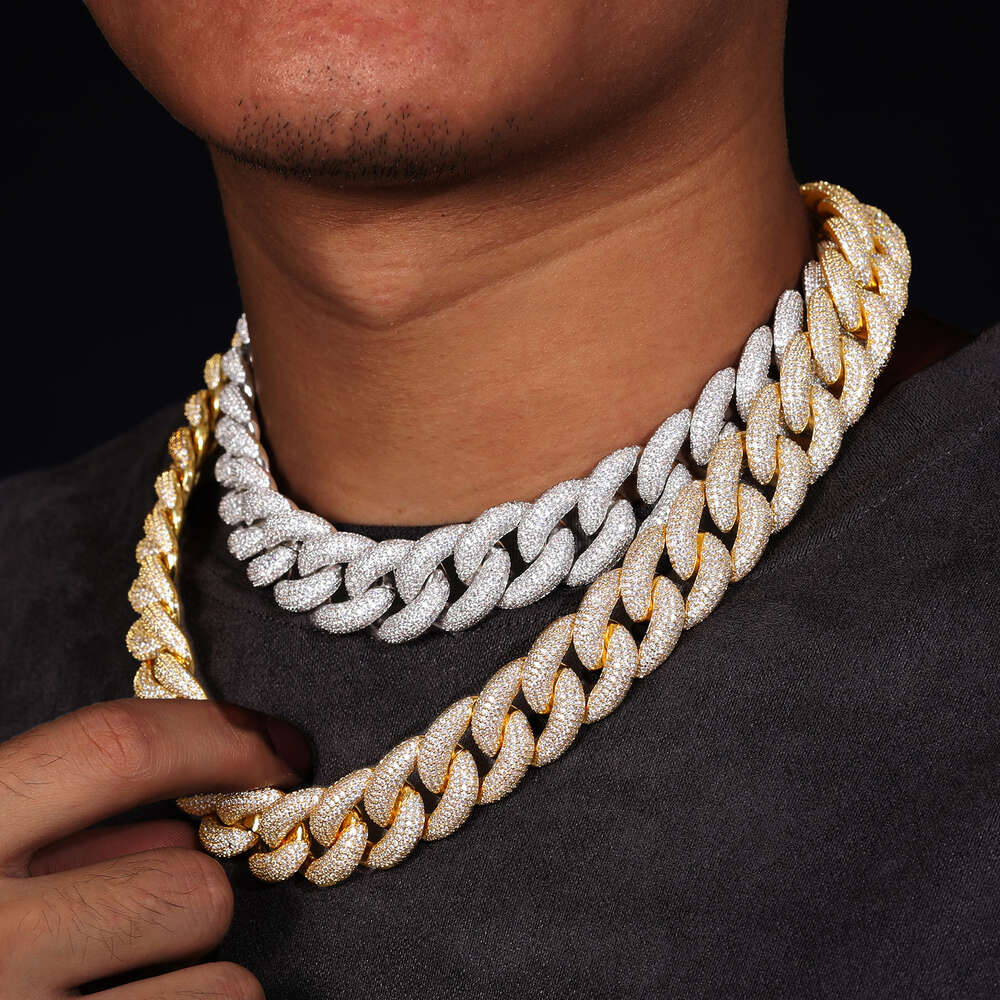 fashion designer hip hop sterg sier mirco paved vvs moissanite dia iced out bubble cuban k chain necklace gift box aaaaa for women men
