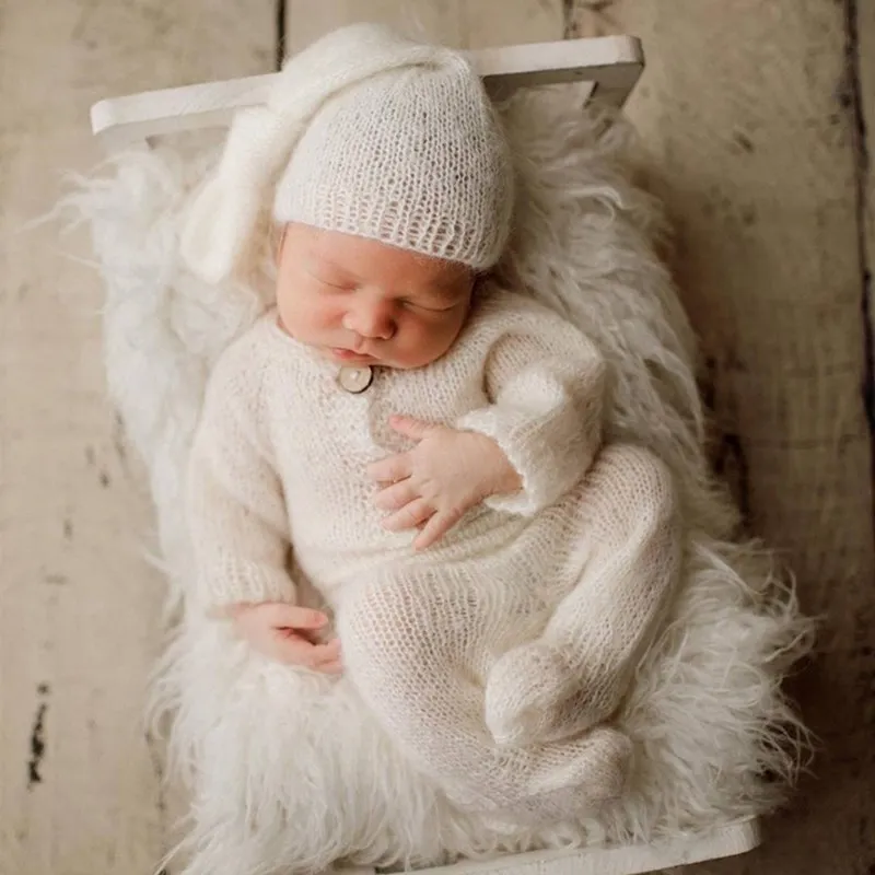 Mohair Footed Angola 2023 Romper For Newborn ddmysmile Photography Props,Baby Handmade Outfits Photo Props Smile