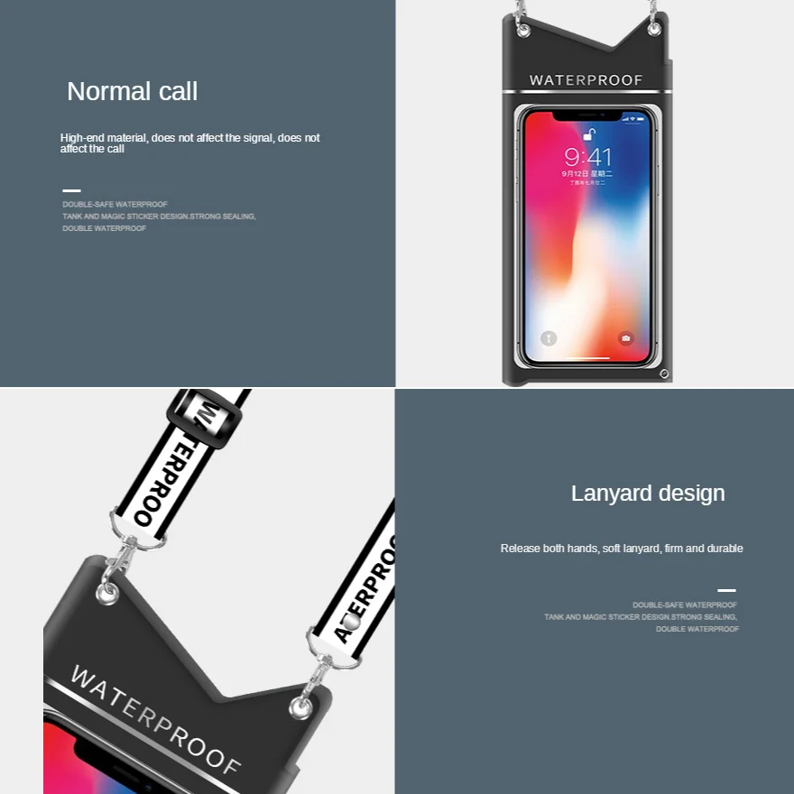 Touchscreen Waterproof Swimming Bag Beach Phone Case Cover River Trekking Boating Phone Bag Snorkelling Diving Water Sport Bag smile