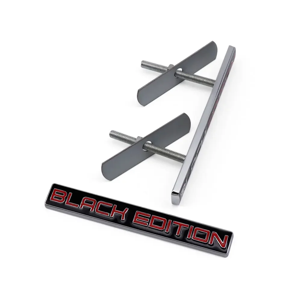 EDITION 3D Black/Red Metal Car Front Grille Metal Badge Emblem Decal Car Front Emblem Badges Nameplate Car Accessories smile