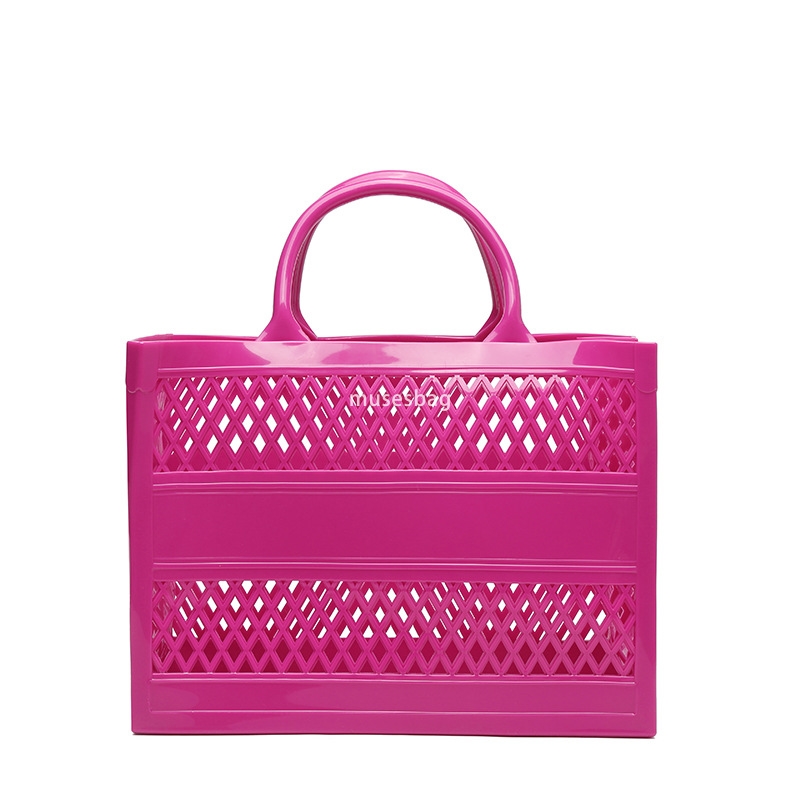 High quality bag for women's fashion Barbie jelly bag beach bag with large capacity storage hollowed out beach bag shopping basket handbag