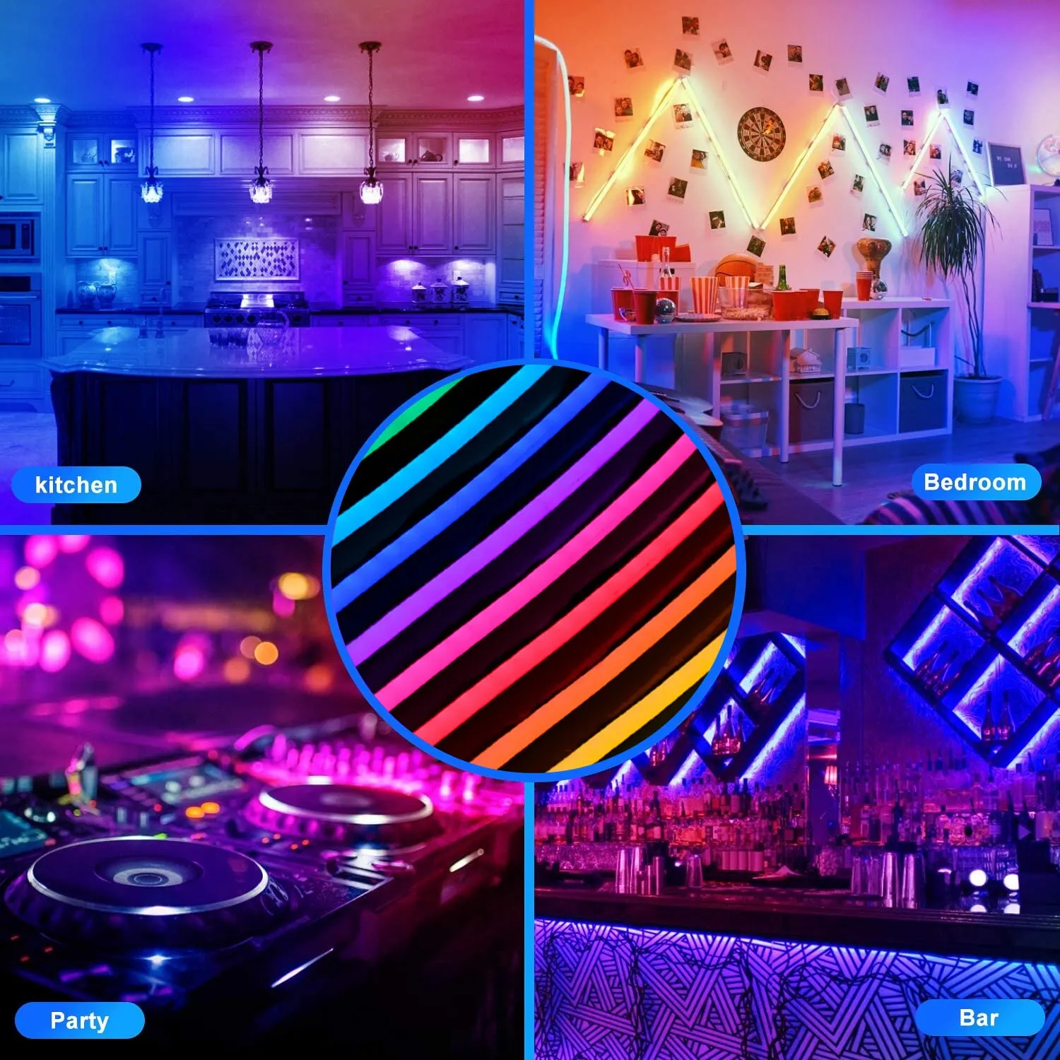 LED Neon Light Strip RGB Strip Flexible Bluetooth Waterproof Silicone Lights 108leds App+48 Key Remote Control TV Backlight For Room Garden Party