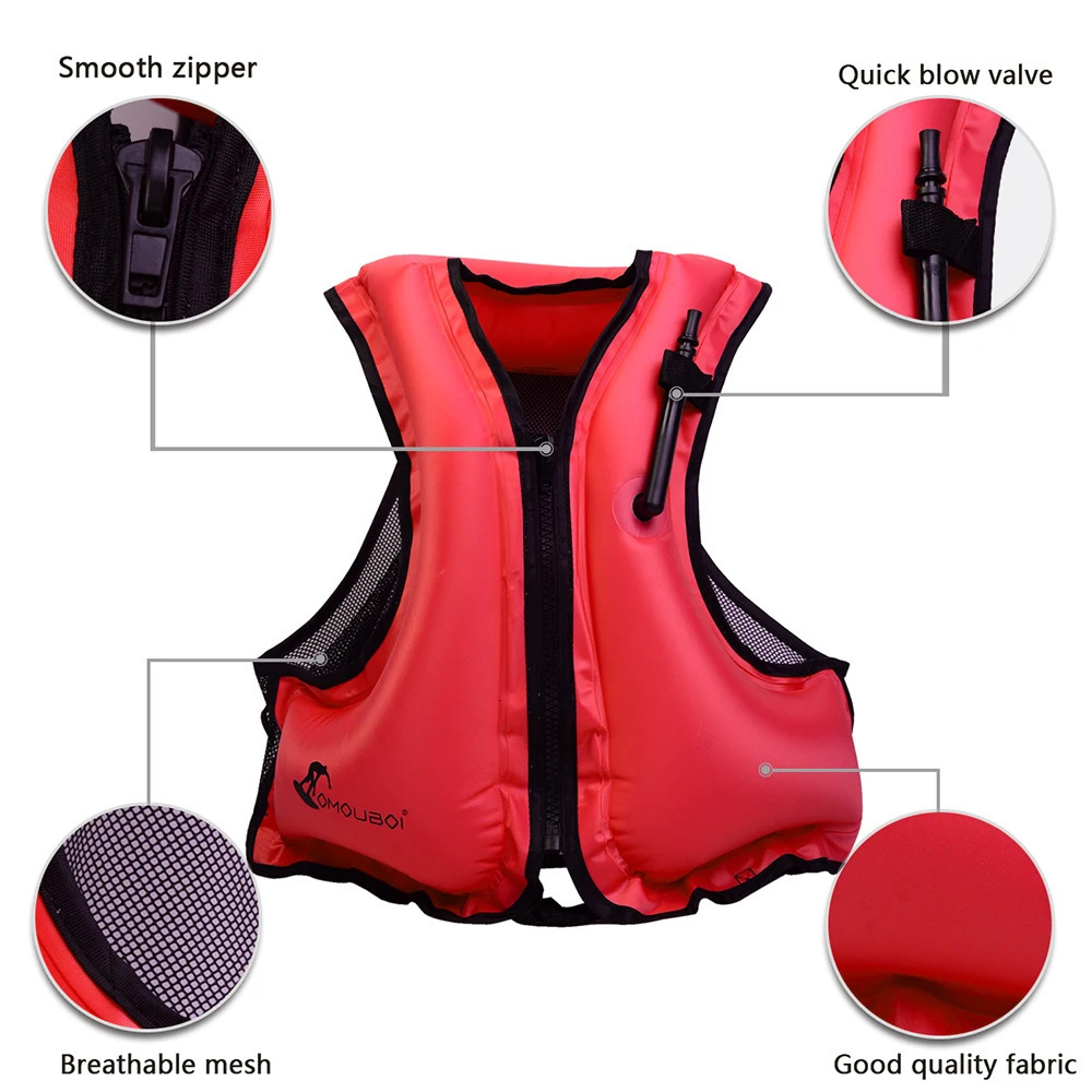 Adult Inflatable Swim Vest Life Jacket for Snorkeling Floating Device Swimming Drifting Surfing Water Sports Life Saving 240528