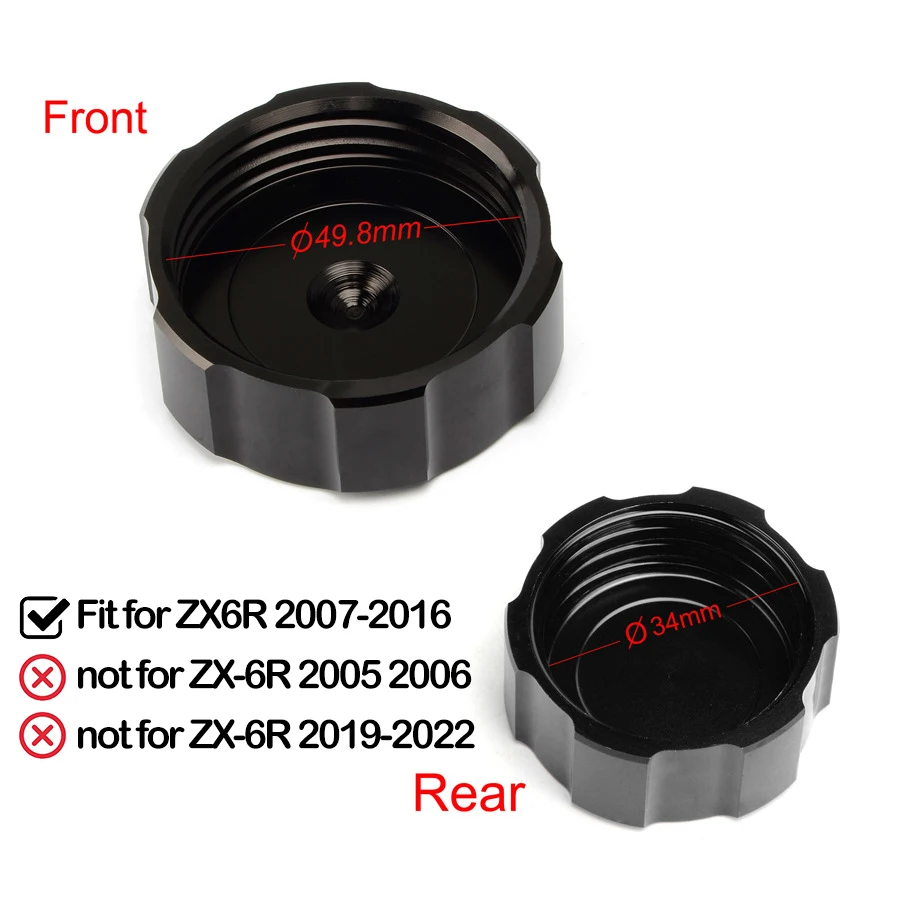 Front Rear Brake Fluid Reservoir Cover & Engine Oil Filler Cap For KAWASAKI ZX6R ZX-6R ZX636 (please buy according to size)