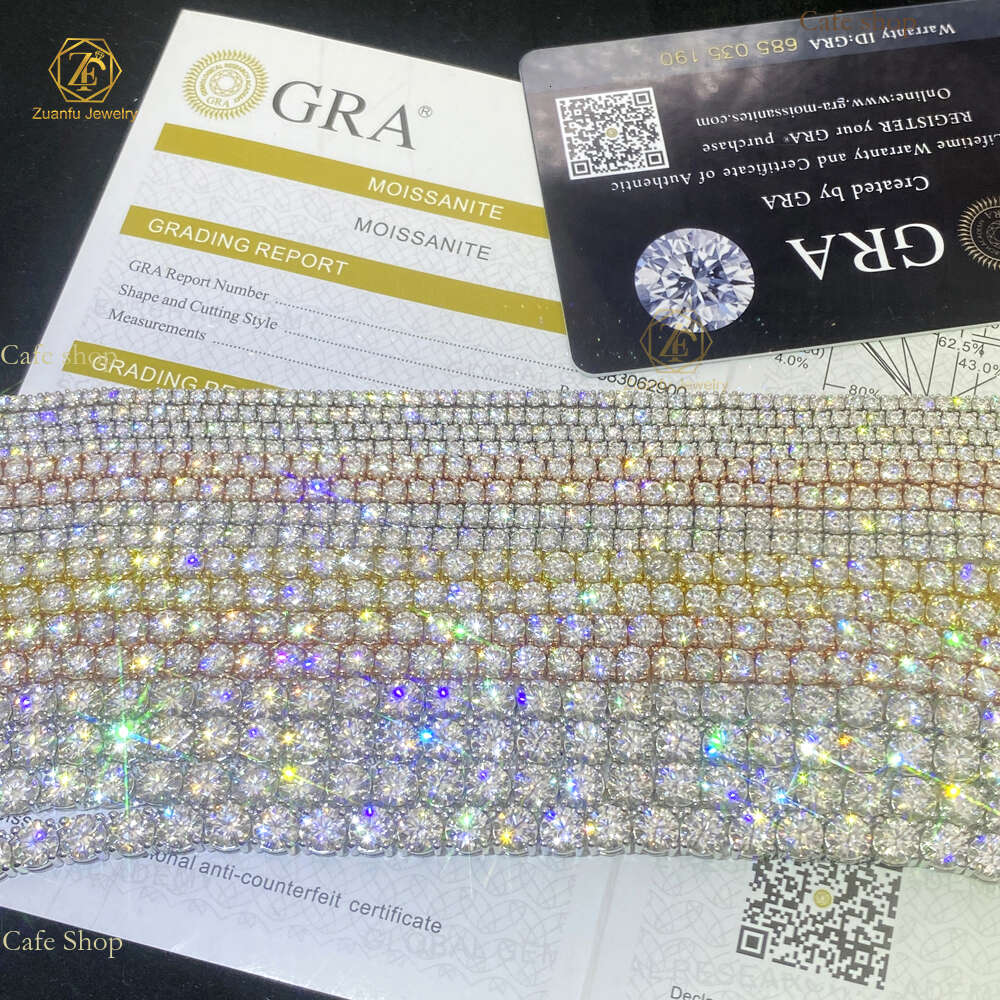 2mm 3mm 4mm 5mm 6.5mm High Quality Necklace Bracelet Tennis Chain Custom VVS1 Sparkg Moissanite with Sterg Sier