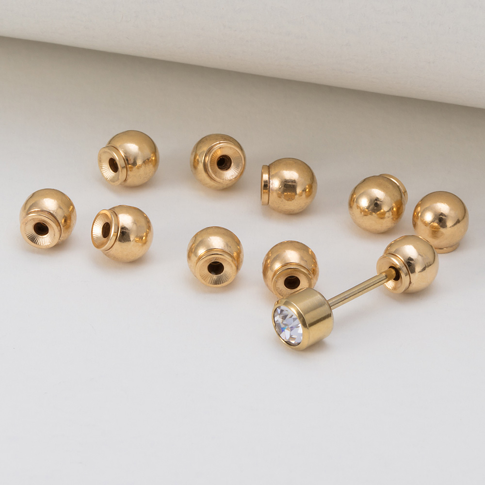 1 Pair Gold Plated Ear Safety Back Backstops Surgical Steel Earring Backs Earring Backing Replacement for Fish Hook Earring Stud