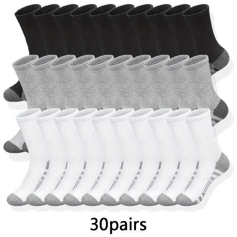 Men's Socks 10/20/30 Paired Mens Classic Crew Socks Unisex Sports Socks Mens Running Basketball Anti slip Socks Outdoor All Year Round Y240528