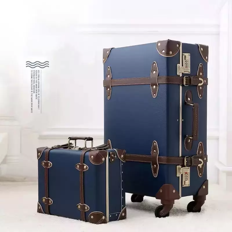 toolsbox Suitcases Retro Handmade Rolling Luggage 2PCS/SET Fashion Travel Trolley Suitcase On Wheels Men Women Personality Bag