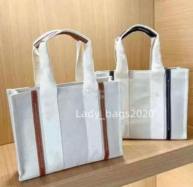 Women Canvas Handbags WOODY Tote Shopping Bag Luxury Designer Handbag NYLON Hobo Linen Large Beach Bags Cross Body Travel Crossbody Shoulder Bags Purses 37cm