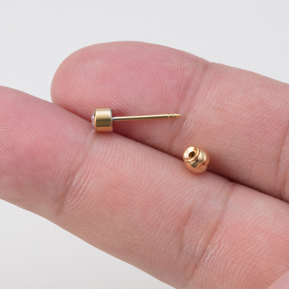 1 Pair Gold Plated Ear Safety Back Backstops Surgical Steel Earring Backs Earring Backing Replacement for Fish Hook Earring Stud