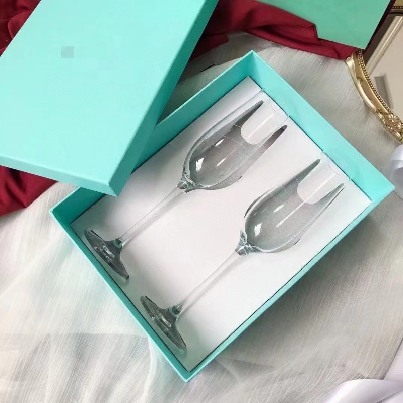 Crystal Champagne Glasses Designer Wine Goblets - Elegant Pair of Glasses Gift Set with Gift Box for Birthdays and Holidays S25813