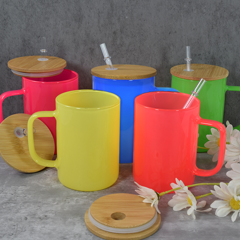 17oz sublimation jelly glass tumblers with bamboo lid glass mason jar cola beer food cans white A27