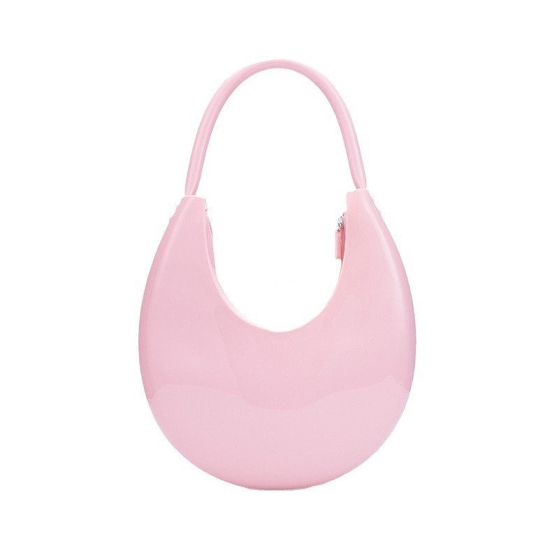 Designer's Barbie Jelly Bag Fashion Versatile Crescent Underarm Bag Beach Bag Summer Large Capacity Women's Handbag