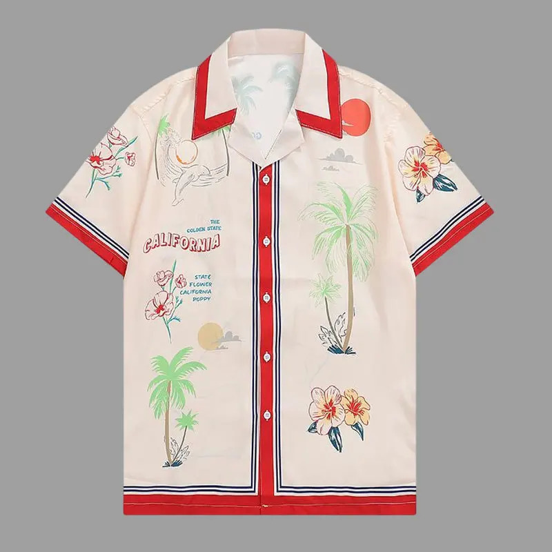 Spring Hawaiian Shirts Summer Shirt Men Streetwear Flower Plant Print Beach Shirt Hip Hop Casual Tropical Holiday Tops 240517