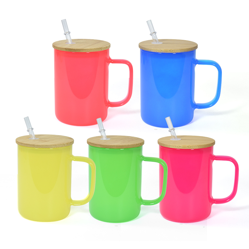 17oz sublimation jelly glass tumblers with bamboo lid glass mason jar cola beer food cans white A27