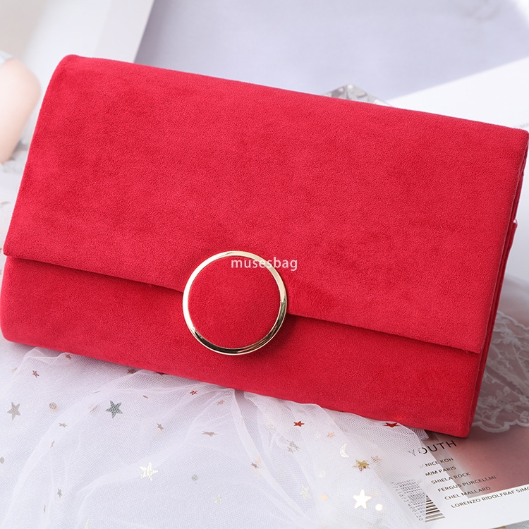 Designer women's bag high-quality dinner bag metal buckle velvet cloth handbag red dress chain women's bag crossbody bag
