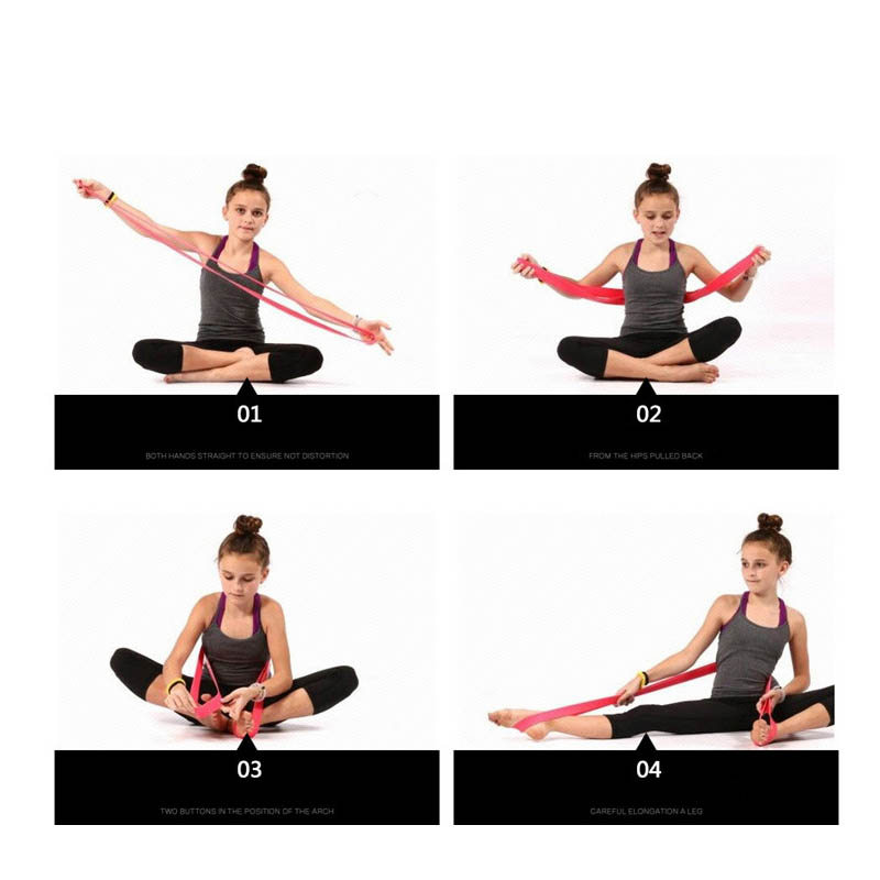hot sale Elastic Ballet Foot Stretch Band Back Shoulder Flexibility Gymnastic Yoga Pilates Training Ballet Dance Resistance Band Pink